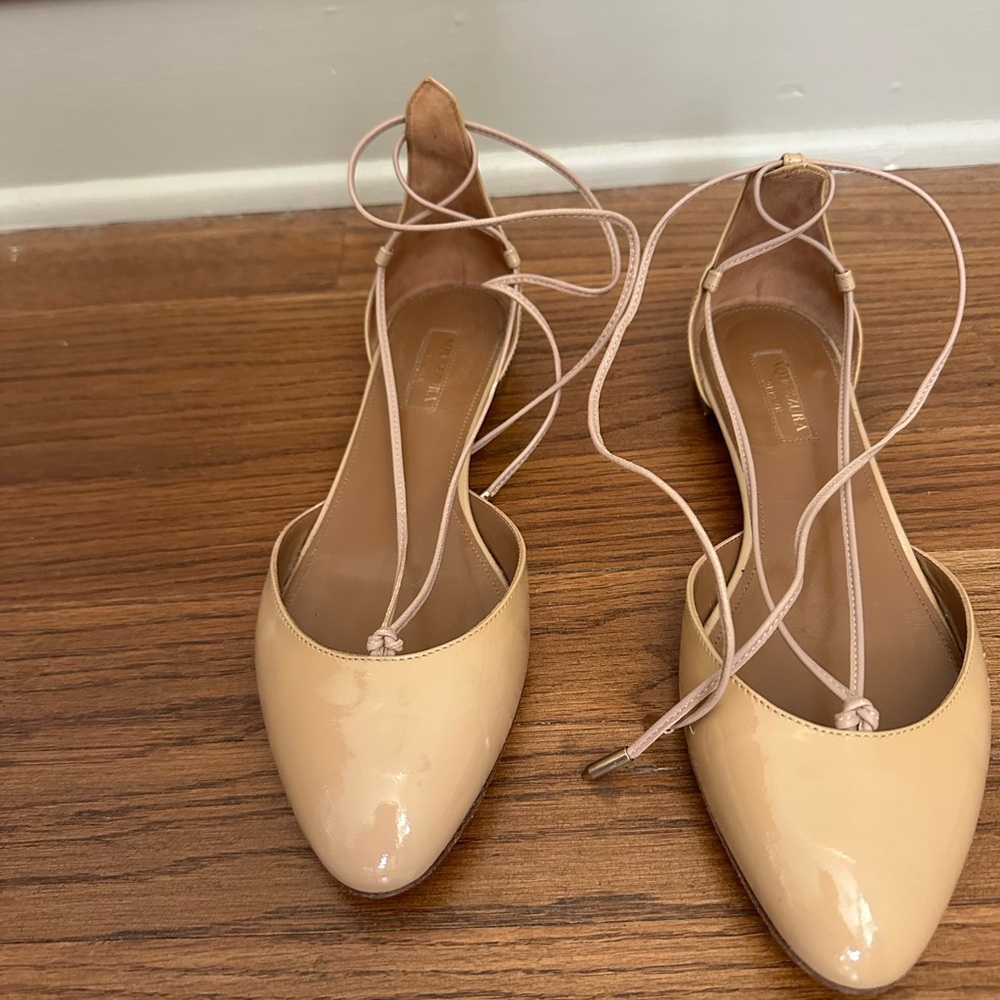 Aquazzura nude tie flats